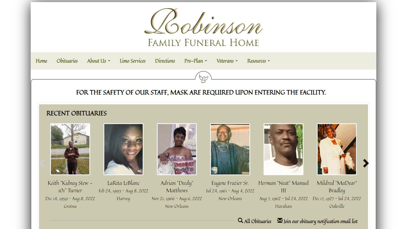 Robinson Family Funeral Home | Belle Chasse LA funeral home